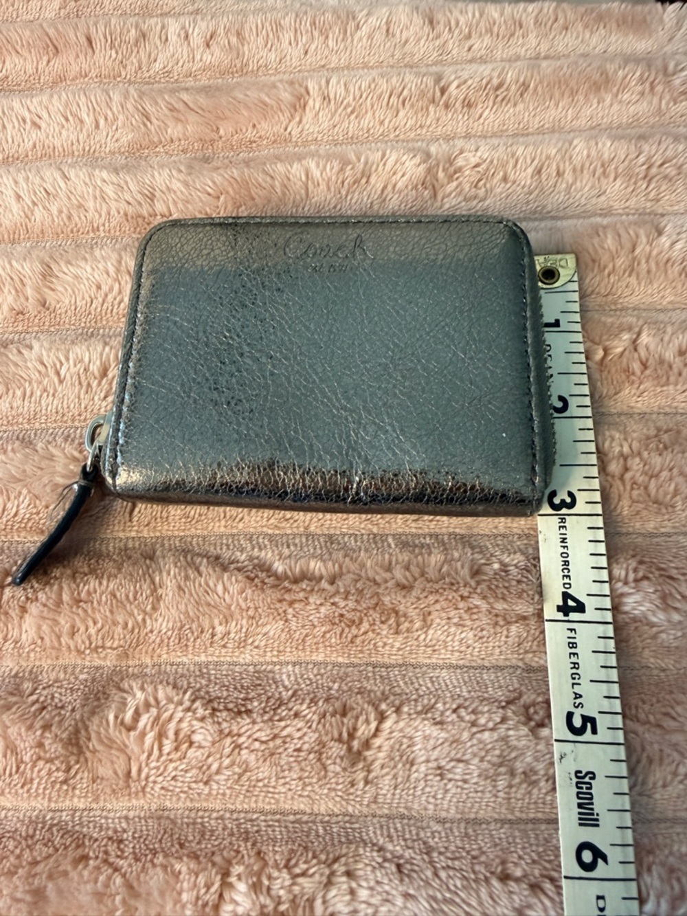 Coach Metallic Dark Bronze Zip Card Case